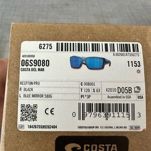 Costa Del Mar Black Frame with Blue Mirror Sunglasses